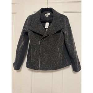 NWT Christopher & Banks Tweed Moto-Style Jacket / Blazer P/M (Missy) • Zip Front